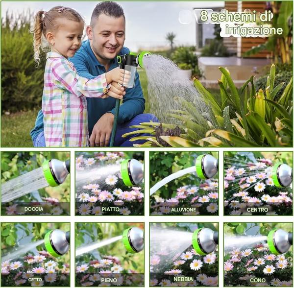 [4 tubi dell'acqua con giunto] Set di pistole ad acqua ad alta pressione con schiuma multifunzionale: lavaggio auto, lavaggio animali, irrigazione, ecc.