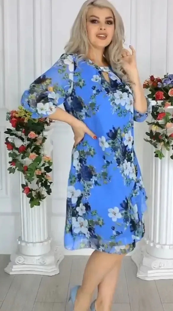 🥰【S-5XL】🎁💐 Nuovo abito in chiffon stampato 2025