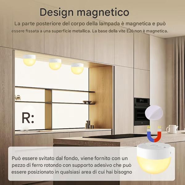 Lampadina ricaricabile con telecomando, lampadina a batteria per applique e lampade da parete, 3 temperature di colore, dimmerabile, E26, lampadina LED ricaricabile rimovibile wireless