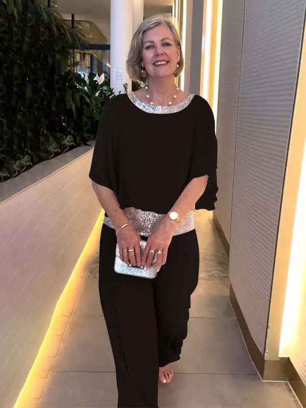 🥰【S-3XL】2025 nuovo completo con pantaloni a gamba larga e scollo rotondo