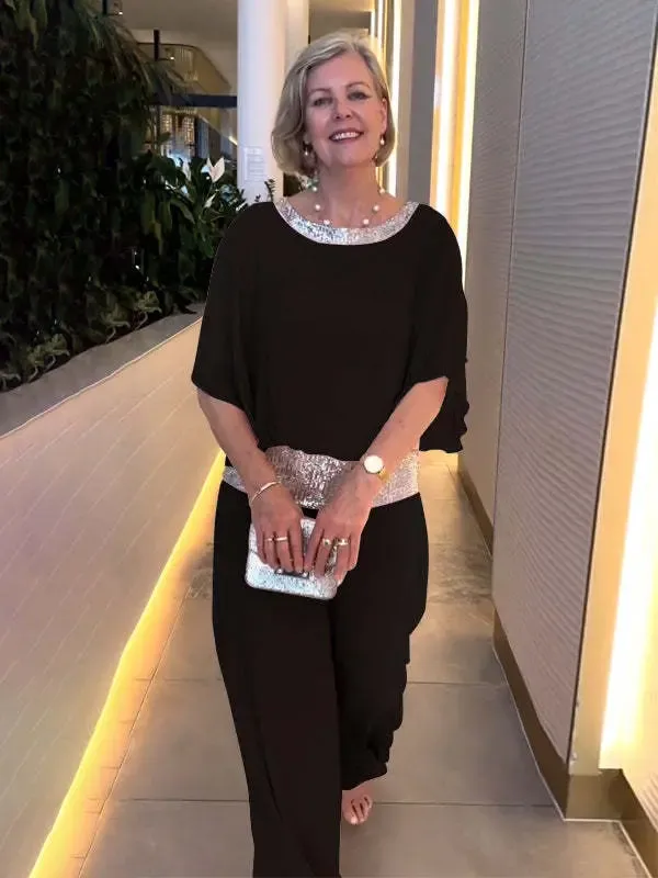🥰【S-3XL】2025 nuovo completo con pantaloni a gamba larga e scollo rotondo