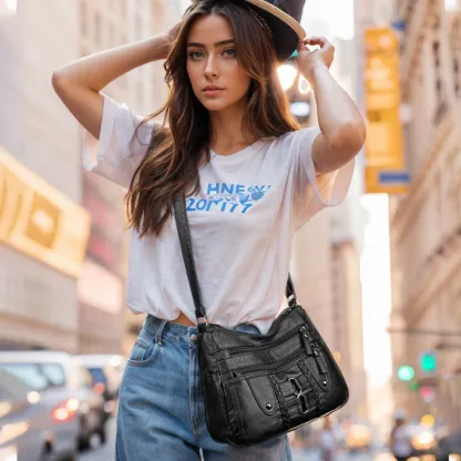 Borsa tote vintage da donna in morbida pelle PU