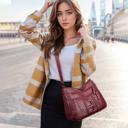Borsa tote vintage da donna in morbida pelle PU