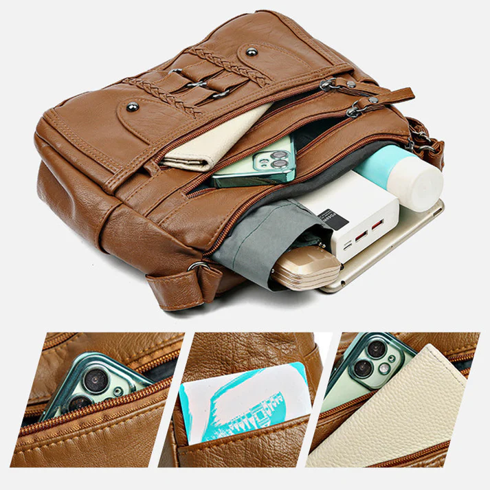 Borsa tote vintage da donna in morbida pelle PU