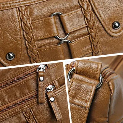 Borsa tote vintage da donna in morbida pelle PU