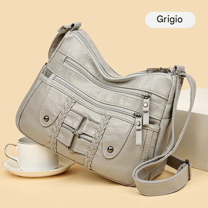 Borsa tote vintage da donna in morbida pelle PU