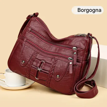 Borsa tote vintage da donna in morbida pelle PU