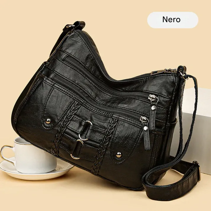 Borsa tote vintage da donna in morbida pelle PU