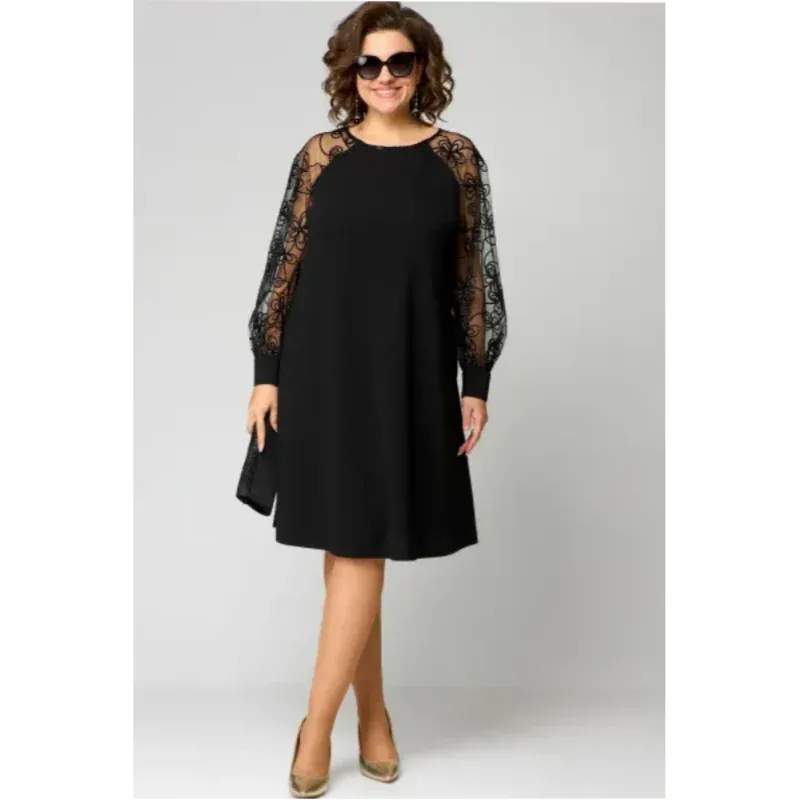 【S-5XL】💖Abito in pizzo a maniche lunghe e scollo tondo
