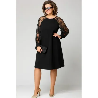 【S-5XL】💖Abito in pizzo a maniche lunghe e scollo tondo