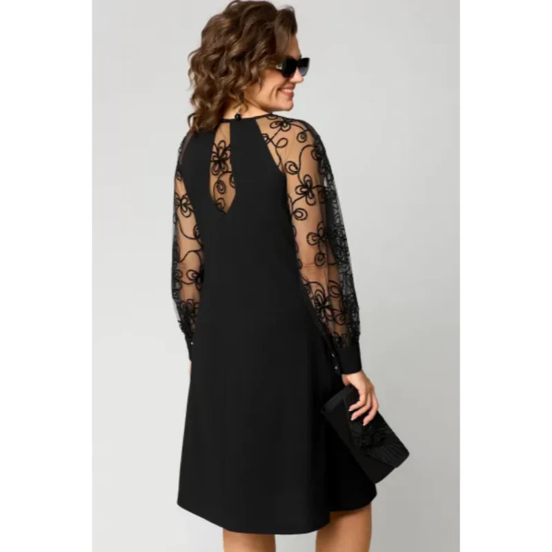 【S-5XL】💖Abito in pizzo a maniche lunghe e scollo tondo