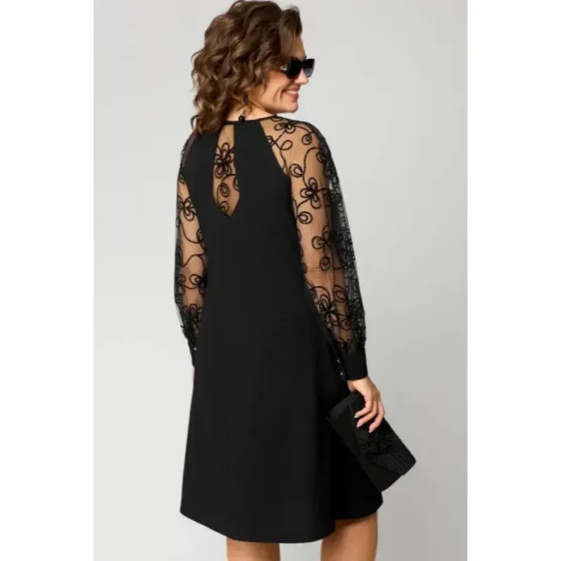 【S-5XL】💖Abito in pizzo a maniche lunghe e scollo tondo