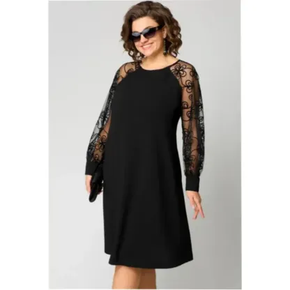 【S-5XL】💖Abito in pizzo a maniche lunghe e scollo tondo