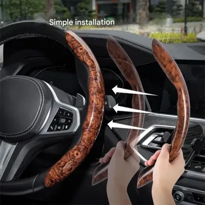 【1 set di 3 pezzi】Coprivolante per auto antiscivolo effetto legno