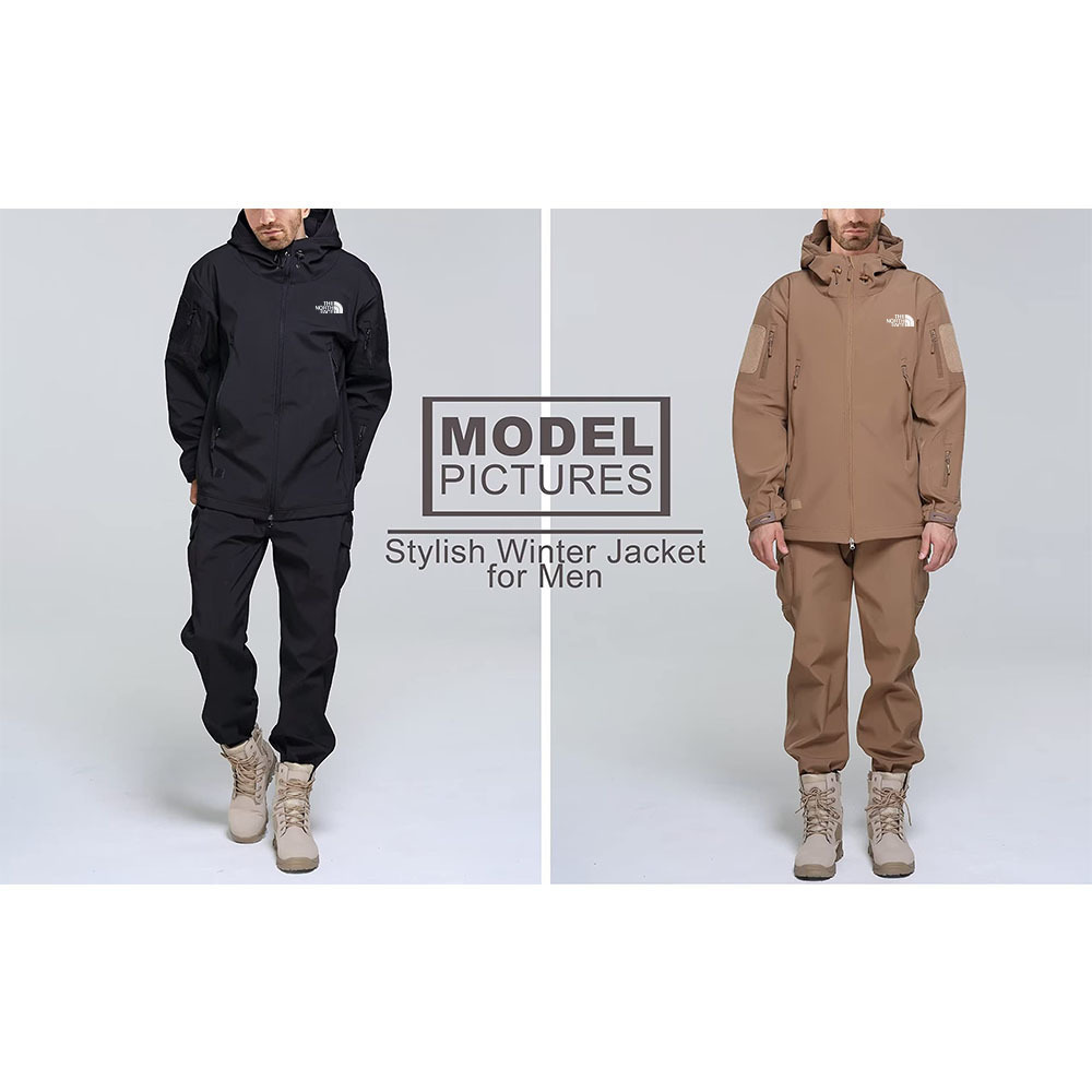 The Nottgrth Face Men's Jacket 7 Pocket Performance Fleece Lined Waterproof Softshell Winter Jacket 2