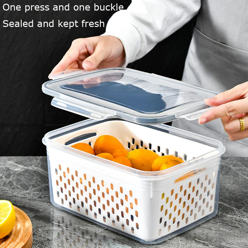 Fruit Cleaning Basket Fridge Food Storage