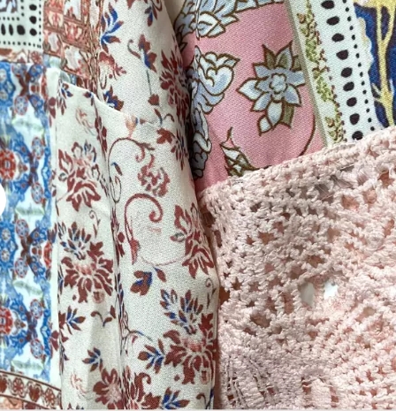 Spring-Summer Vintage Printed Lace Trim Dress