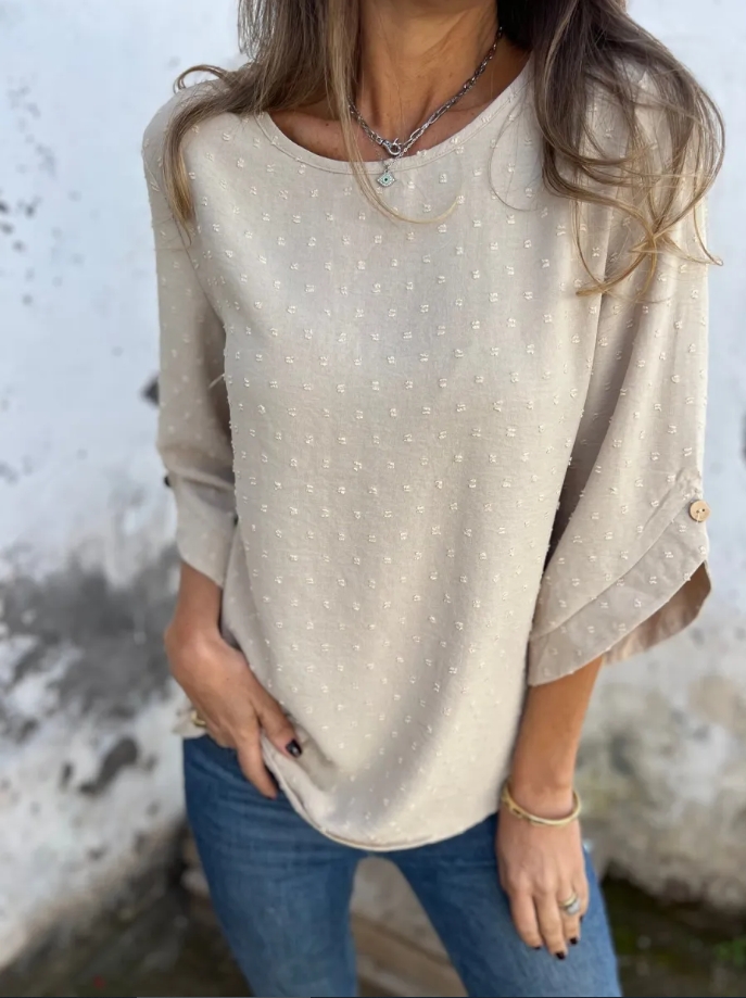 Spring-autumn round-neck chiffon jacquard fashion casual loose T-shirt
