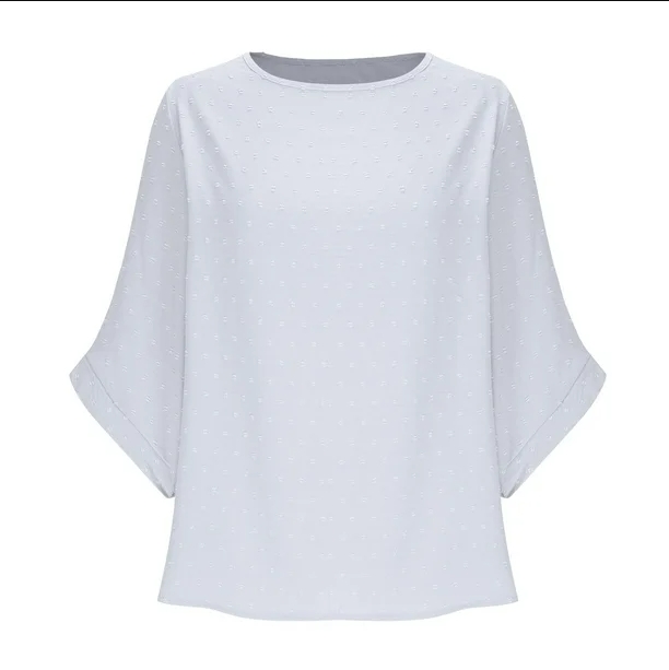 Spring-autumn round-neck chiffon jacquard fashion casual loose T-shirt