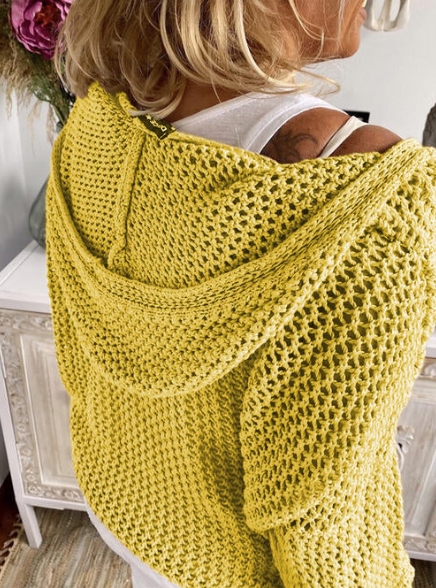 Knitted Hooded Lightweight Loose-Fit Sun-Protective Cardigan