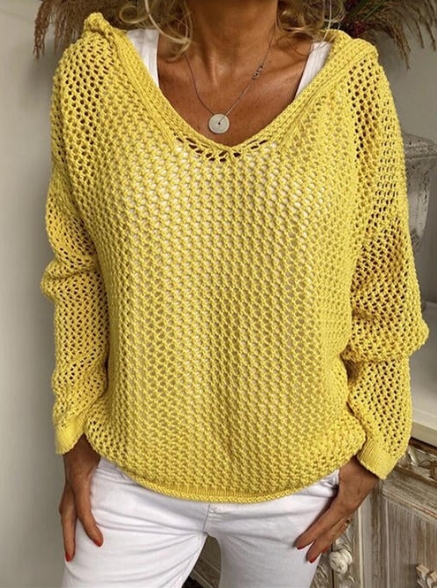 Knitted Hooded Lightweight Loose-Fit Sun-Protective Cardigan