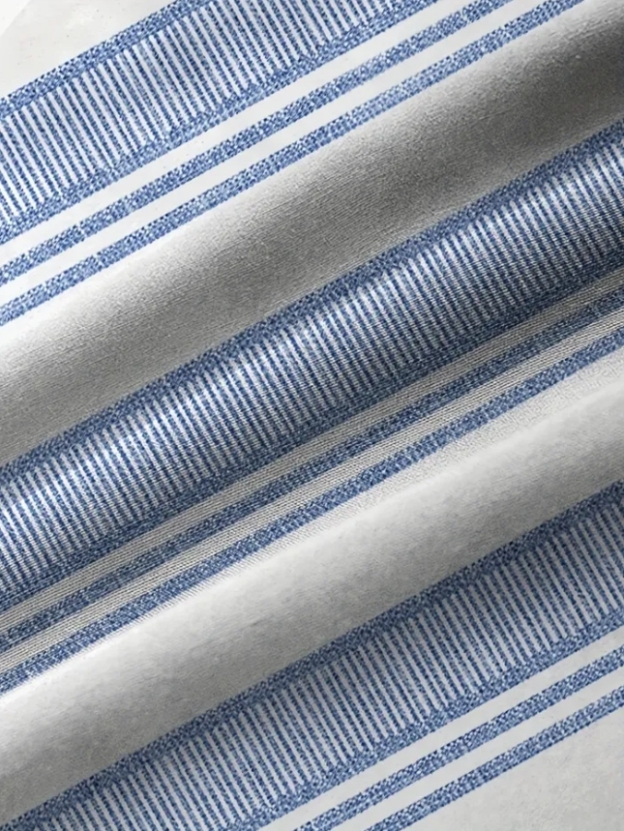 3D digital printing striped men's casual long-sleeved cotton and linen shirt