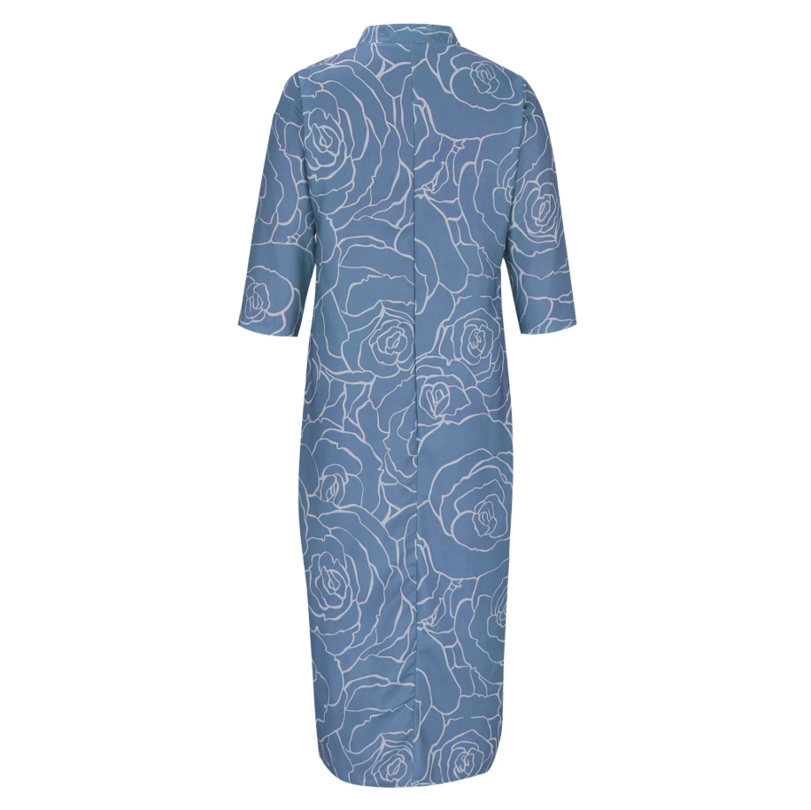 Summer Casual Loose Slit V-Neck Printed Faux Linen Dress