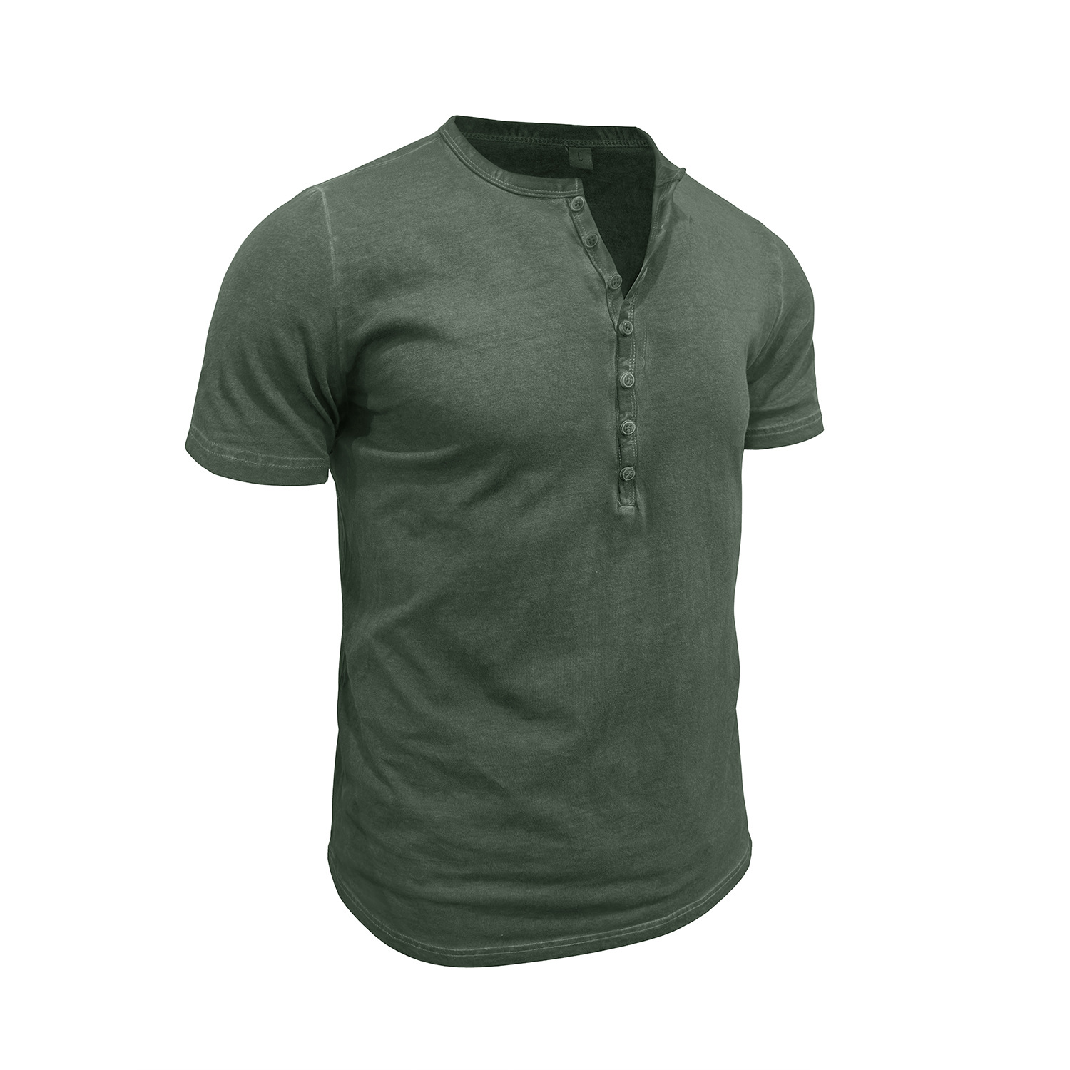Vintage crew neck henley summer base layer outdoor short-sleeve T-shirt