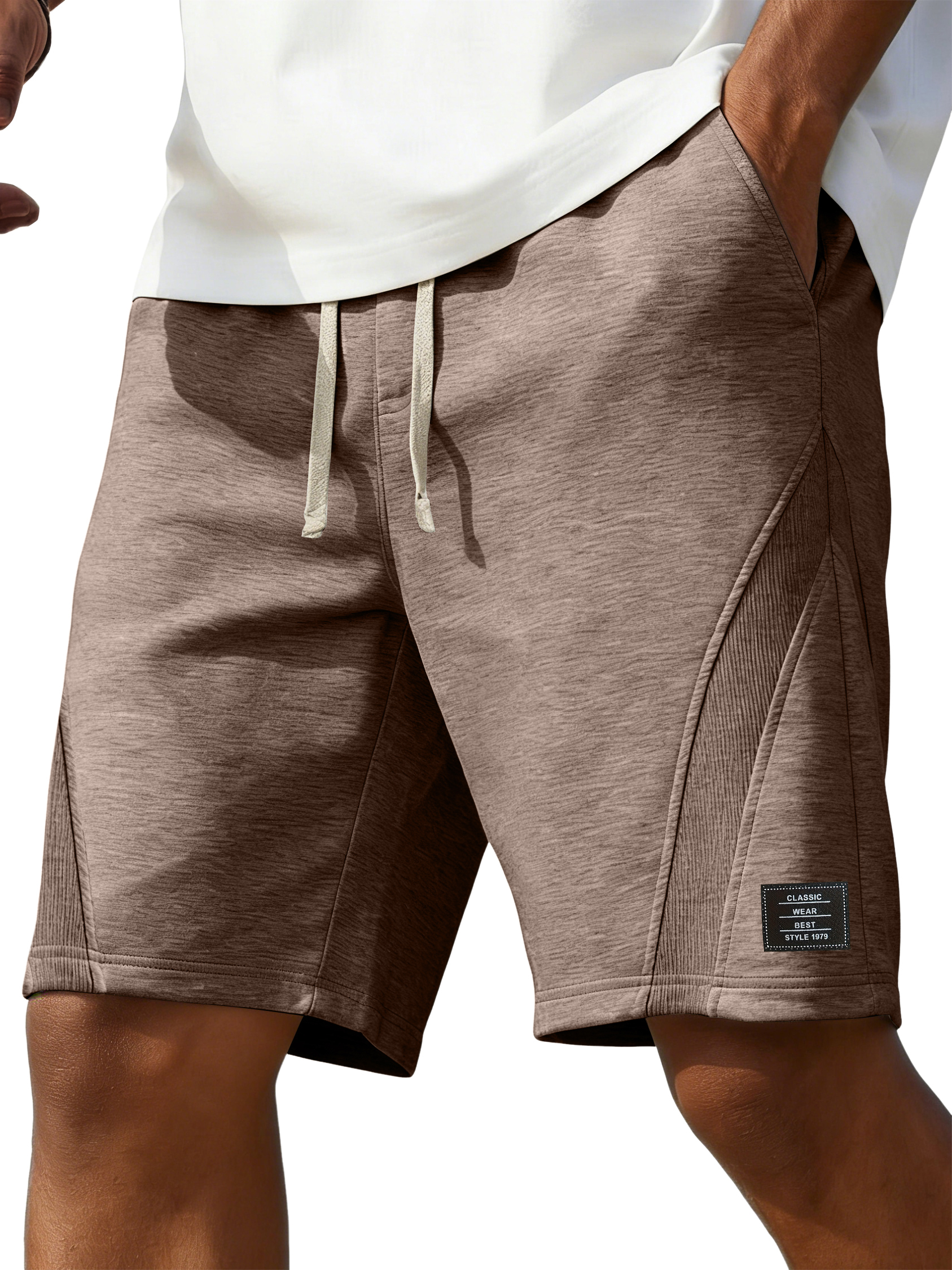 Men's Casual Deconstructed Embroidered Logo Multi-Pocket Shorts