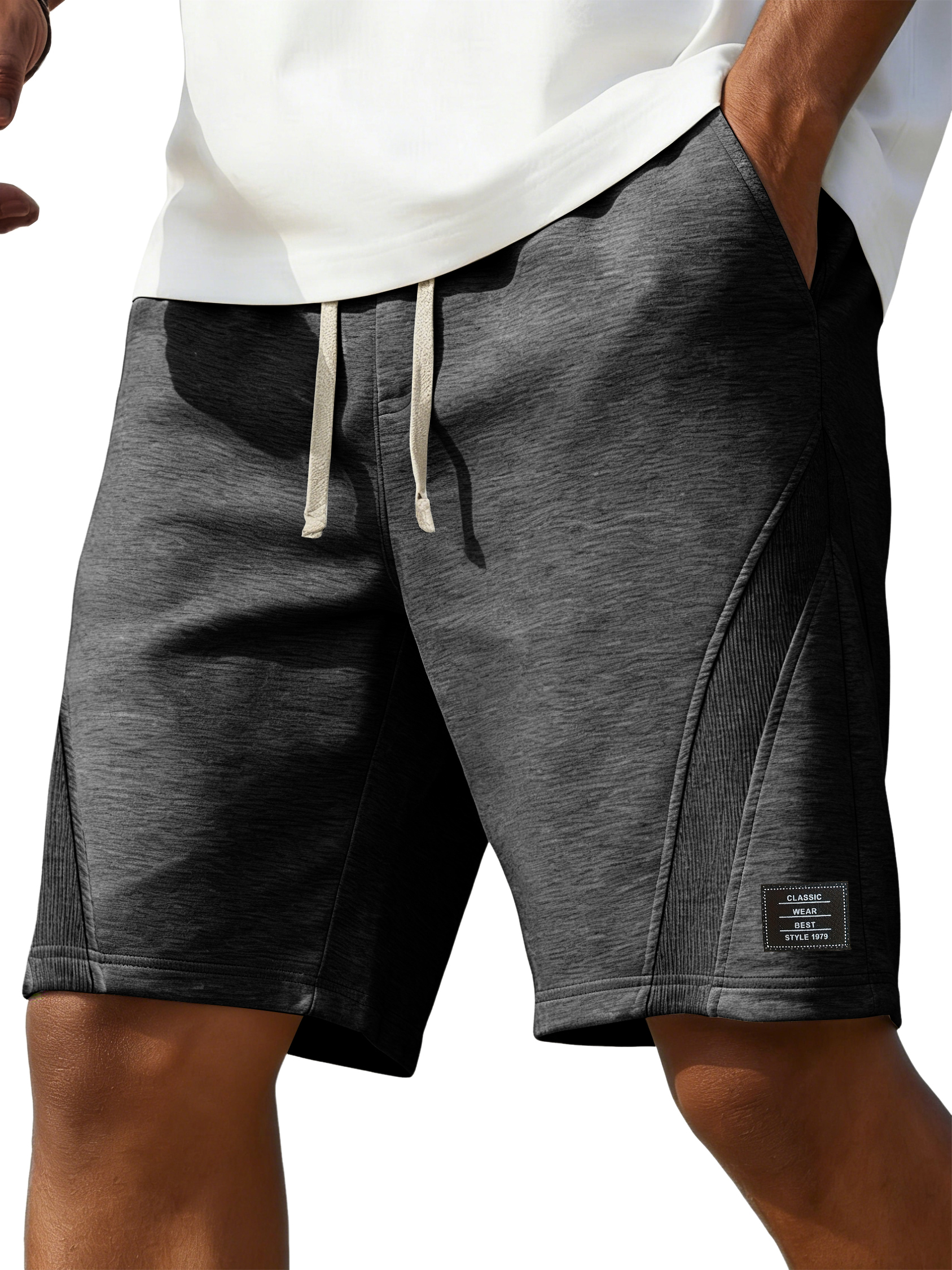 Men's Casual Deconstructed Embroidered Logo Multi-Pocket Shorts