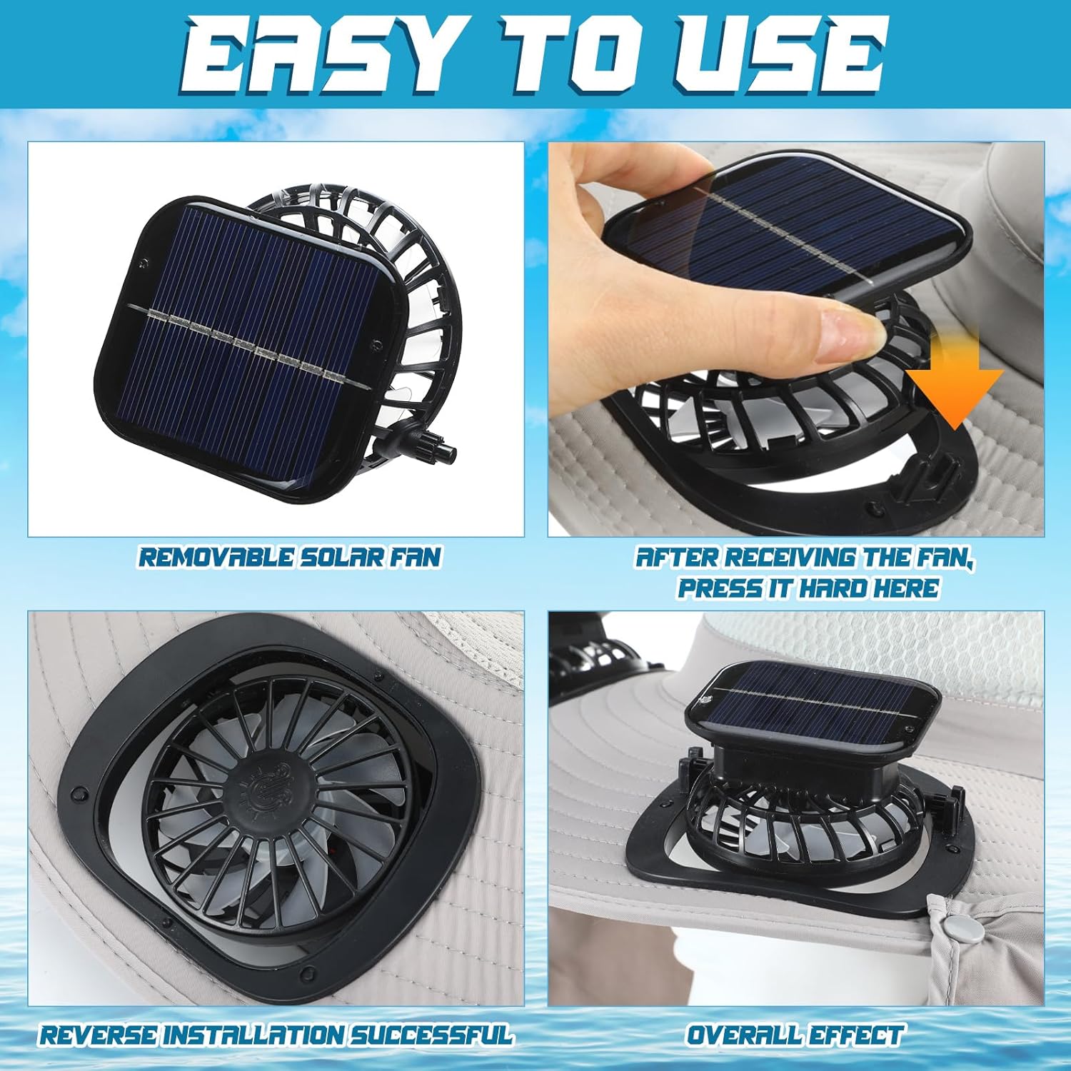 Wide Brim Sun Hat with 2 Fan