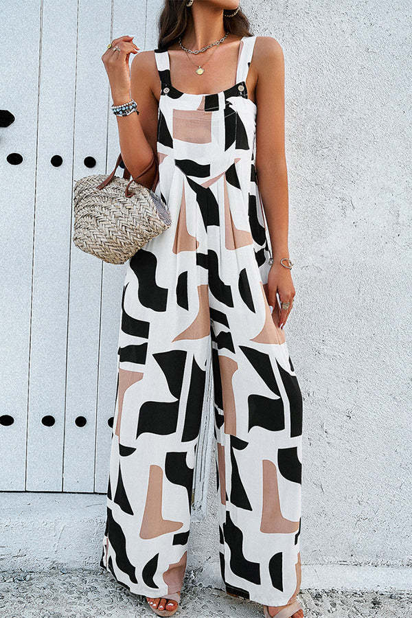 Fashion Printed Sleeveless Casual Jumpsuit