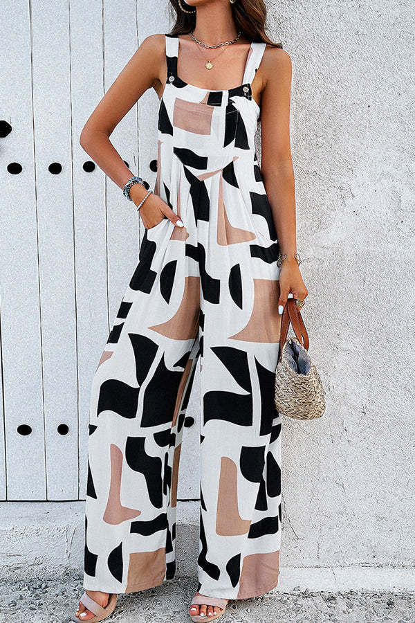 Fashion Printed Sleeveless Casual Jumpsuit