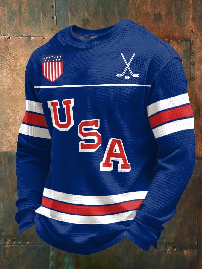 🥇Retro Men's USA Ice Hockey Print Sweatshirt