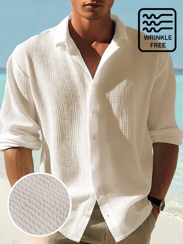 Retro Basics Quick Drying Seersucker Men's Button Long Sleeve Shirt Big & Tall