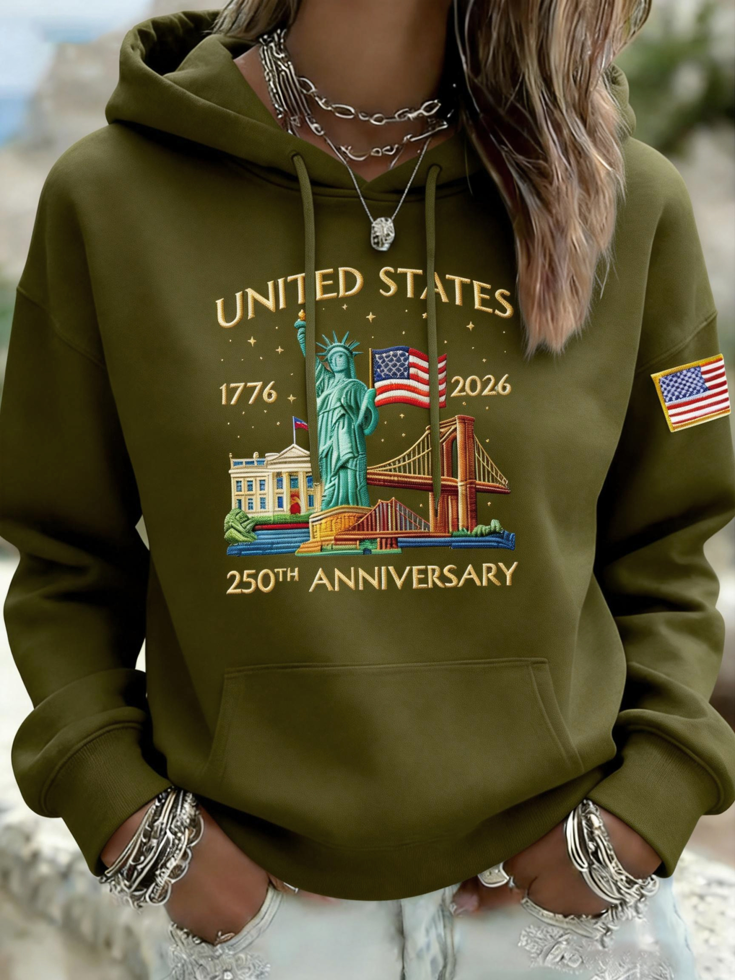 🎖️Women's Vintage America 250th Anniversary Print Hoodie
