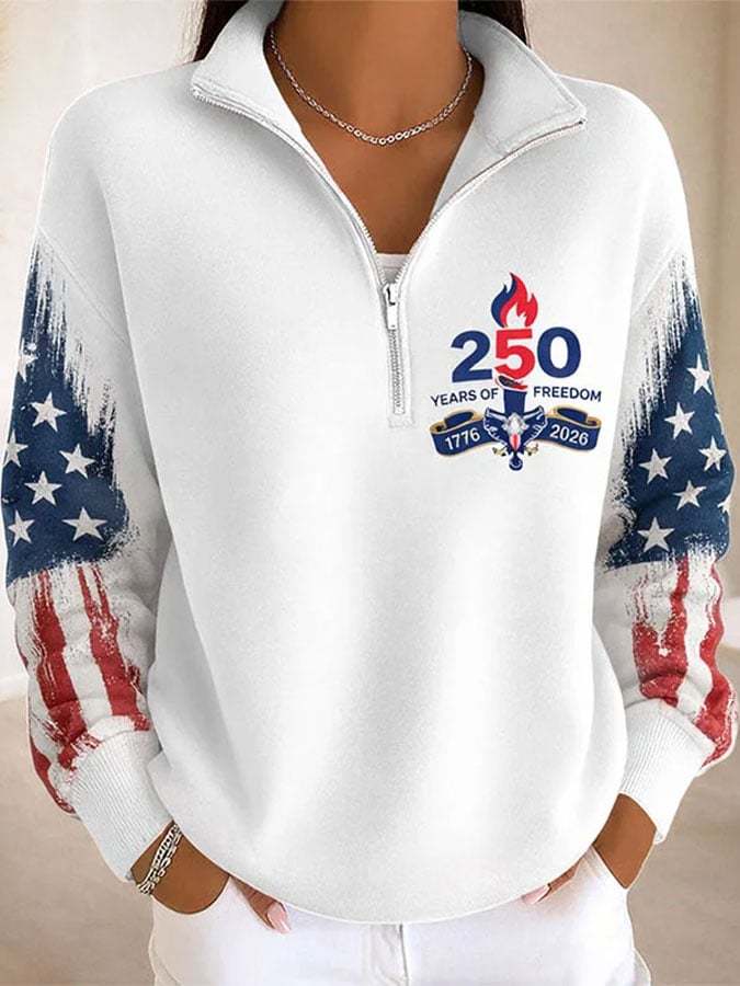 Women's Casual America Flag Print Sweatshirt