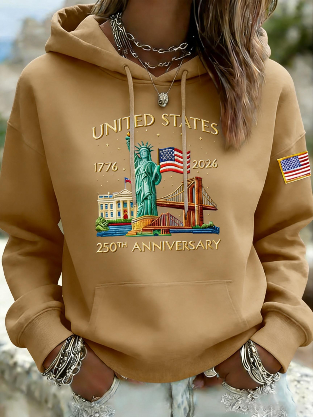 🎖️Women's Vintage America 250th Anniversary Print Hoodie
