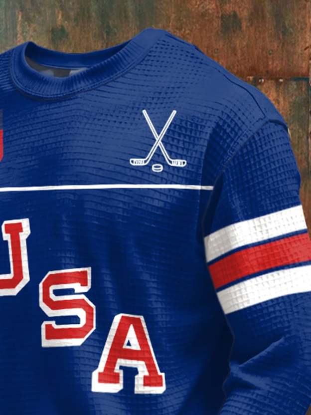 🥇Retro Men's USA Ice Hockey Print Sweatshirt