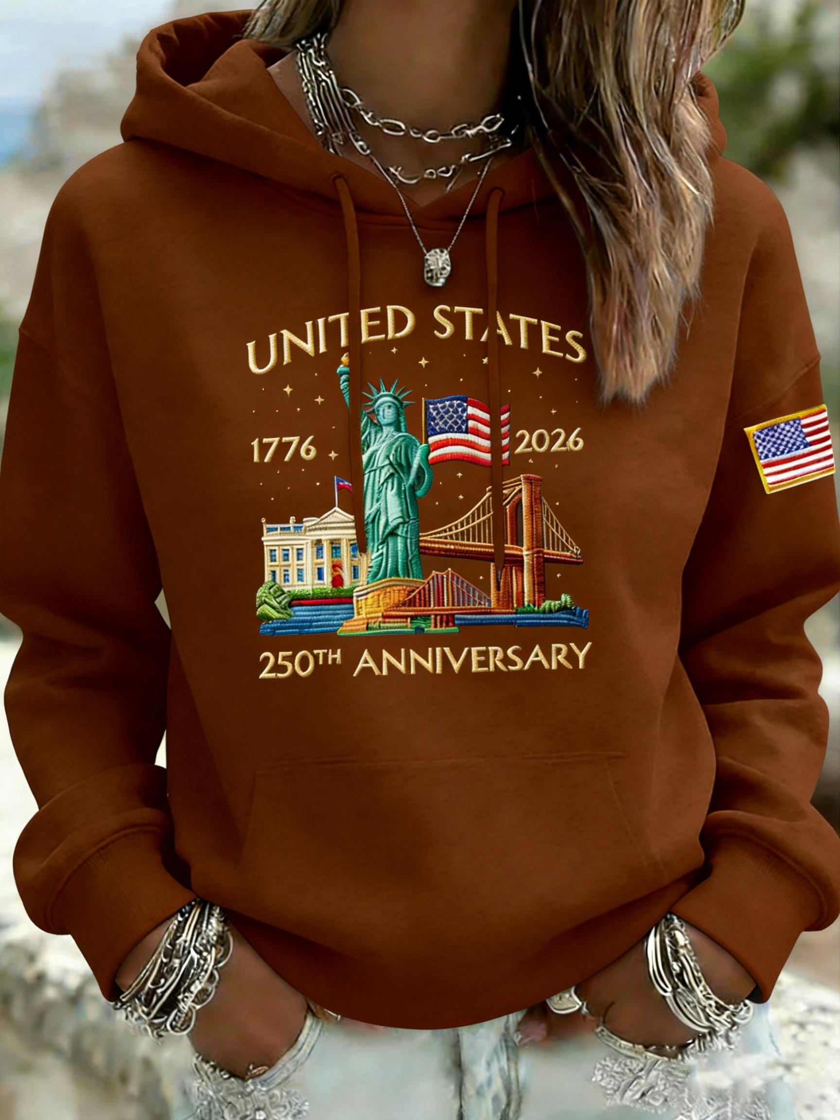 🎖️Women's Vintage America 250th Anniversary Print Hoodie