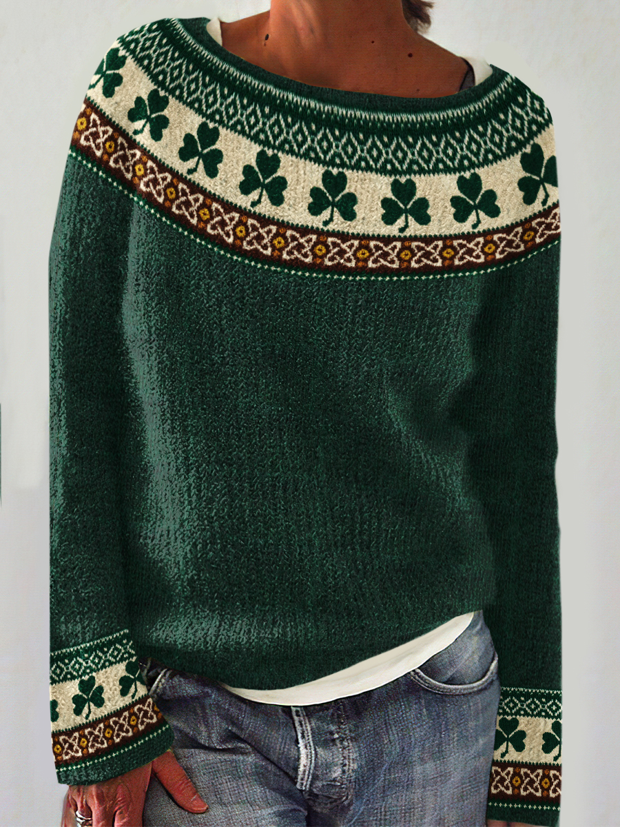 St Patrick's Day Shamrock Art Print Sweater