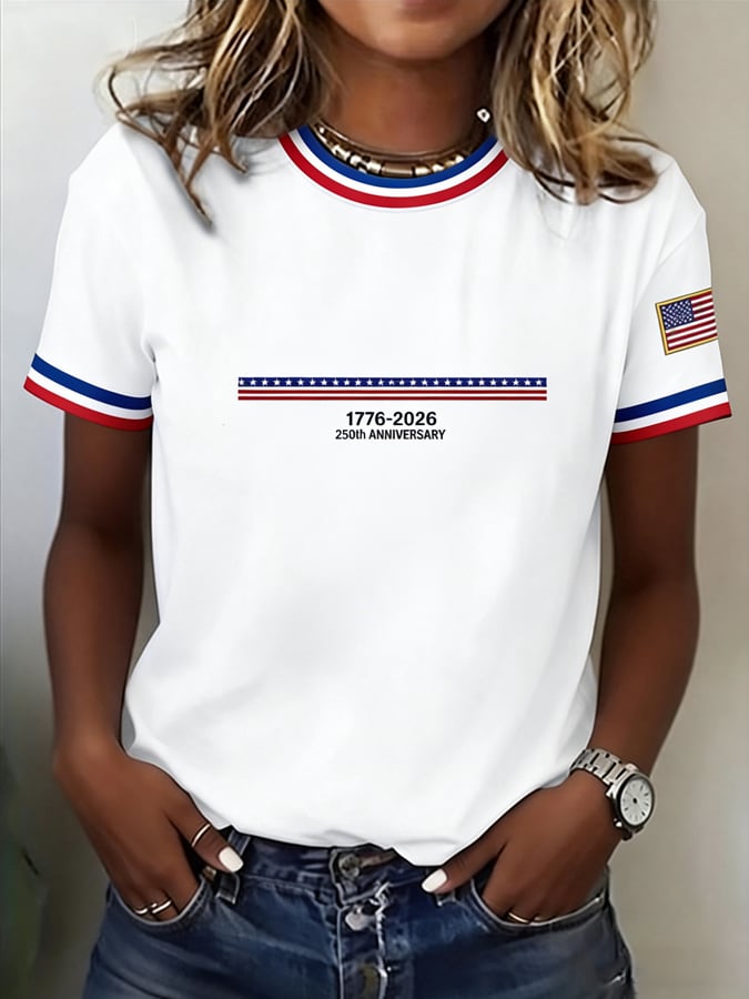 Women's 250th Anniversary of the United States Printed Short-Sleeve T-Shirt