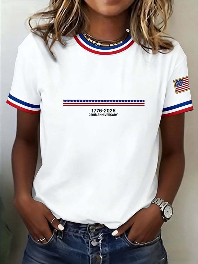 Women's 250th Anniversary of the United States Printed Short-Sleeve T-Shirt