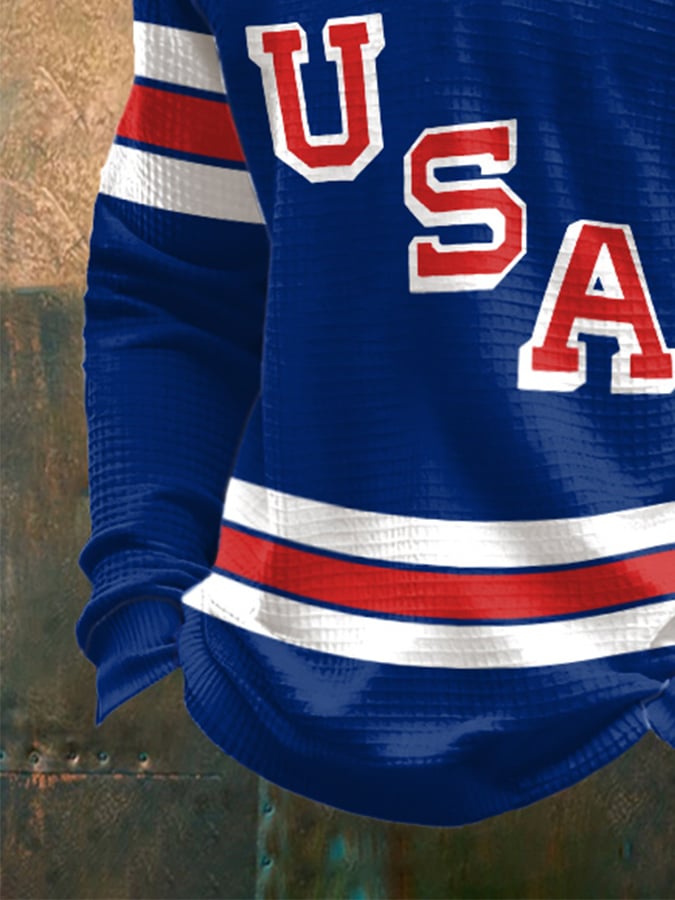🥇Retro Men's USA Ice Hockey Print Sweatshirt