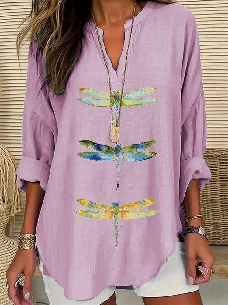 Women's Dragonfly Print Casual Shirt