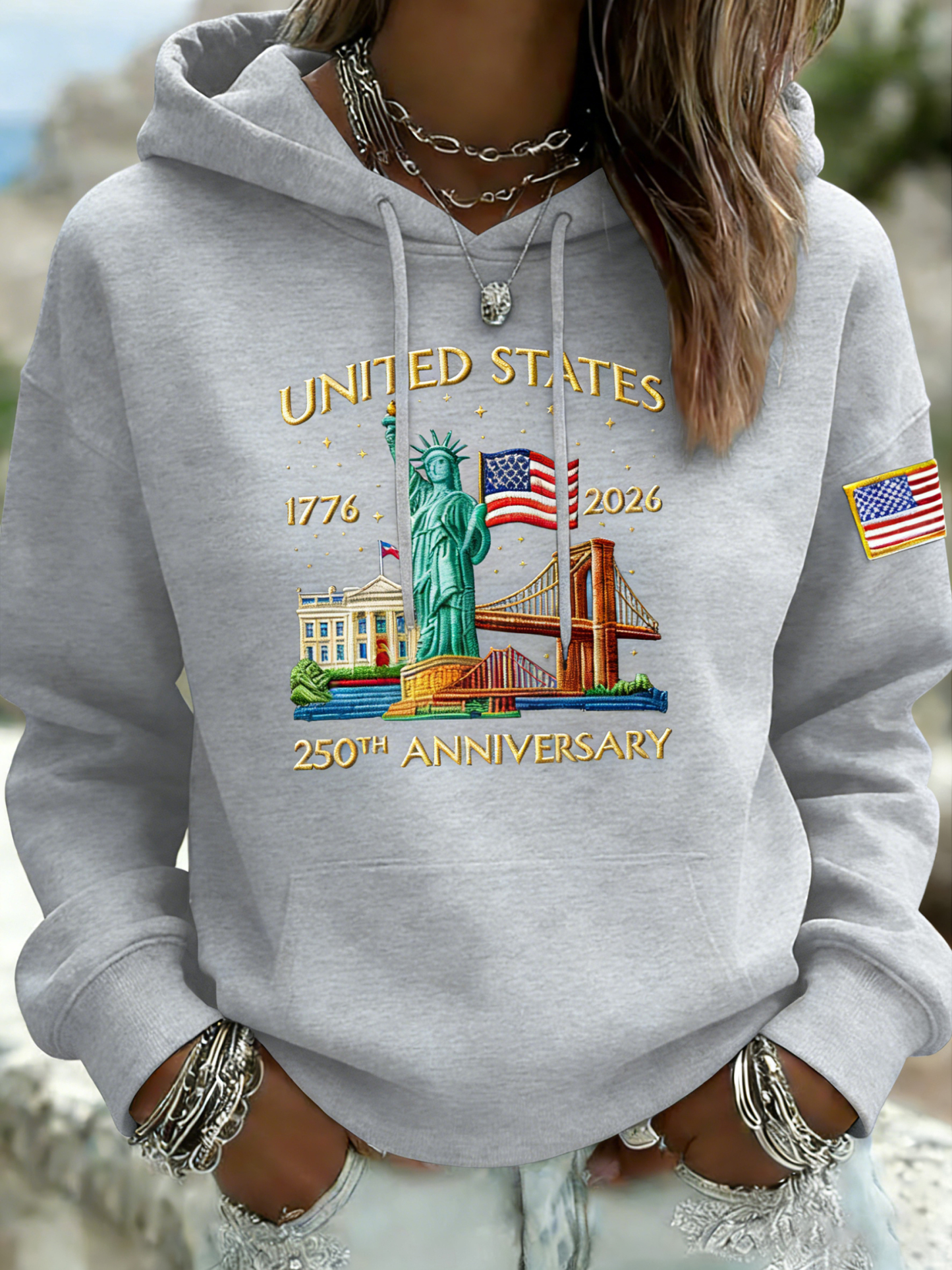 🎖️Women's Vintage America 250th Anniversary Print Hoodie