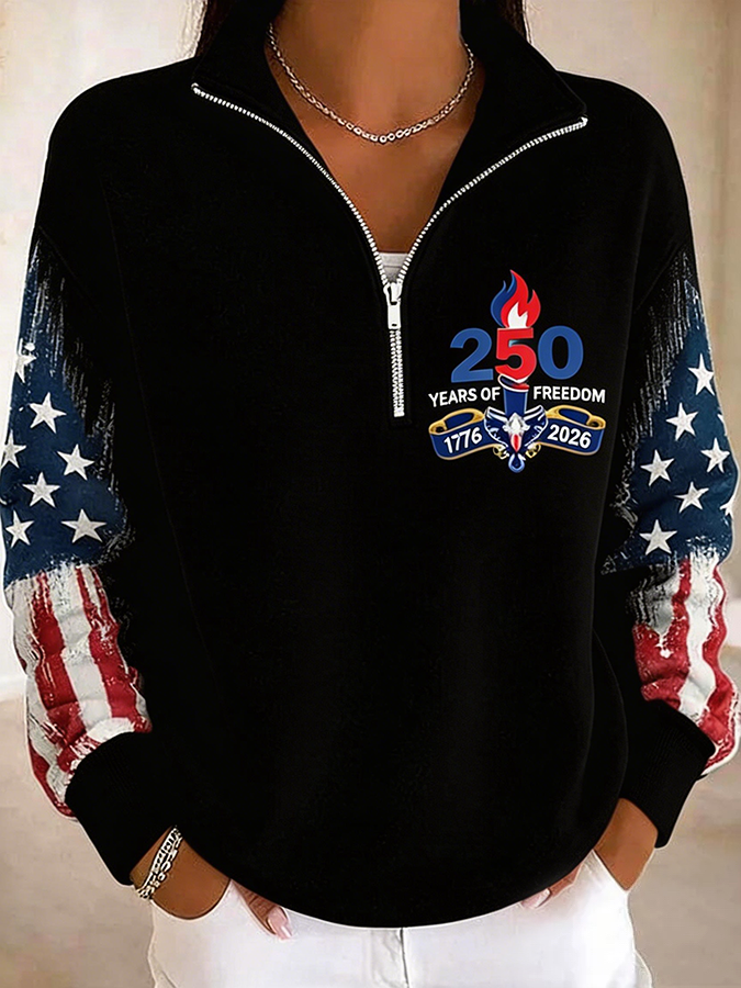 Women's Casual America Flag Print Sweatshirt