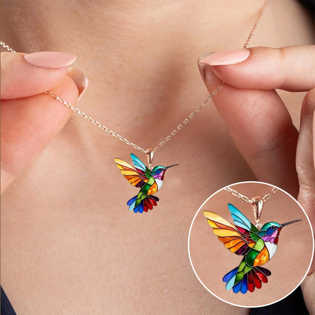 Colorful Hummingbird Necklace