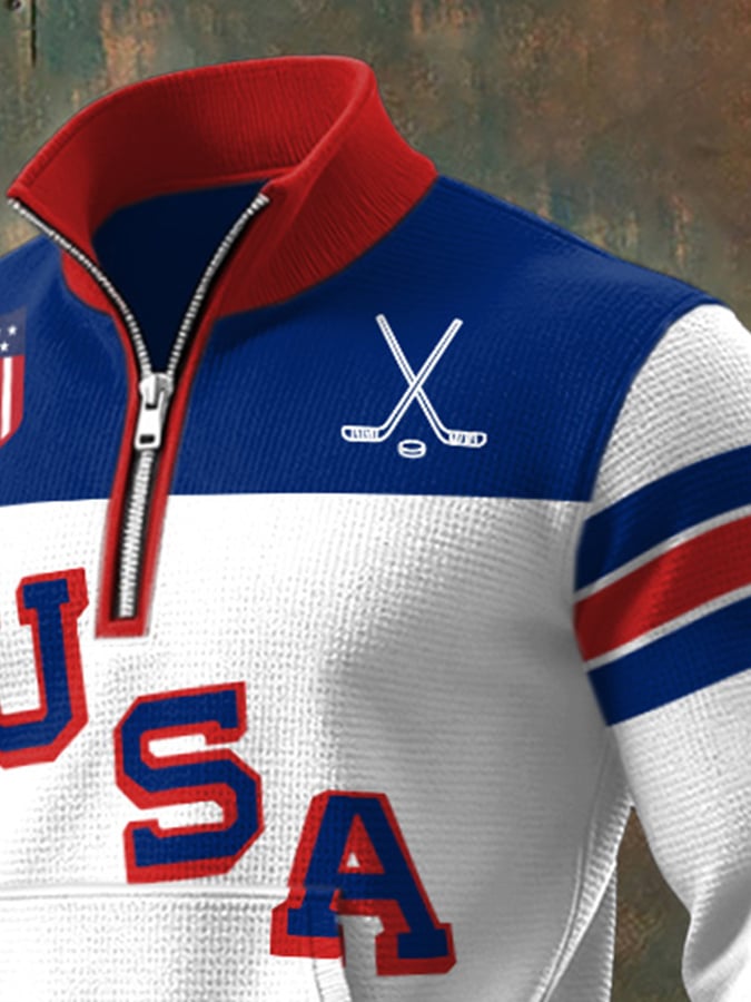 🥇Retro Men's USA Ice Hockey Print Sweatshirt