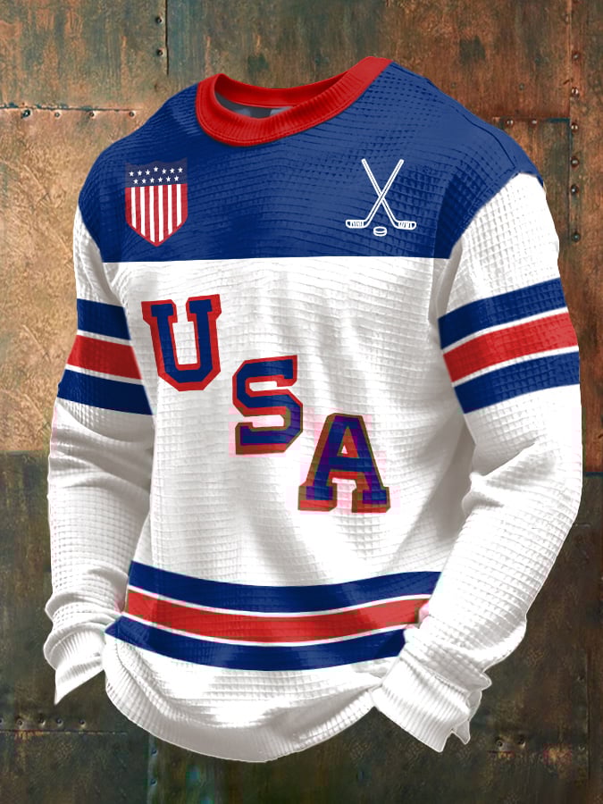 🥇Retro Men's USA Ice Hockey Print Sweatshirt